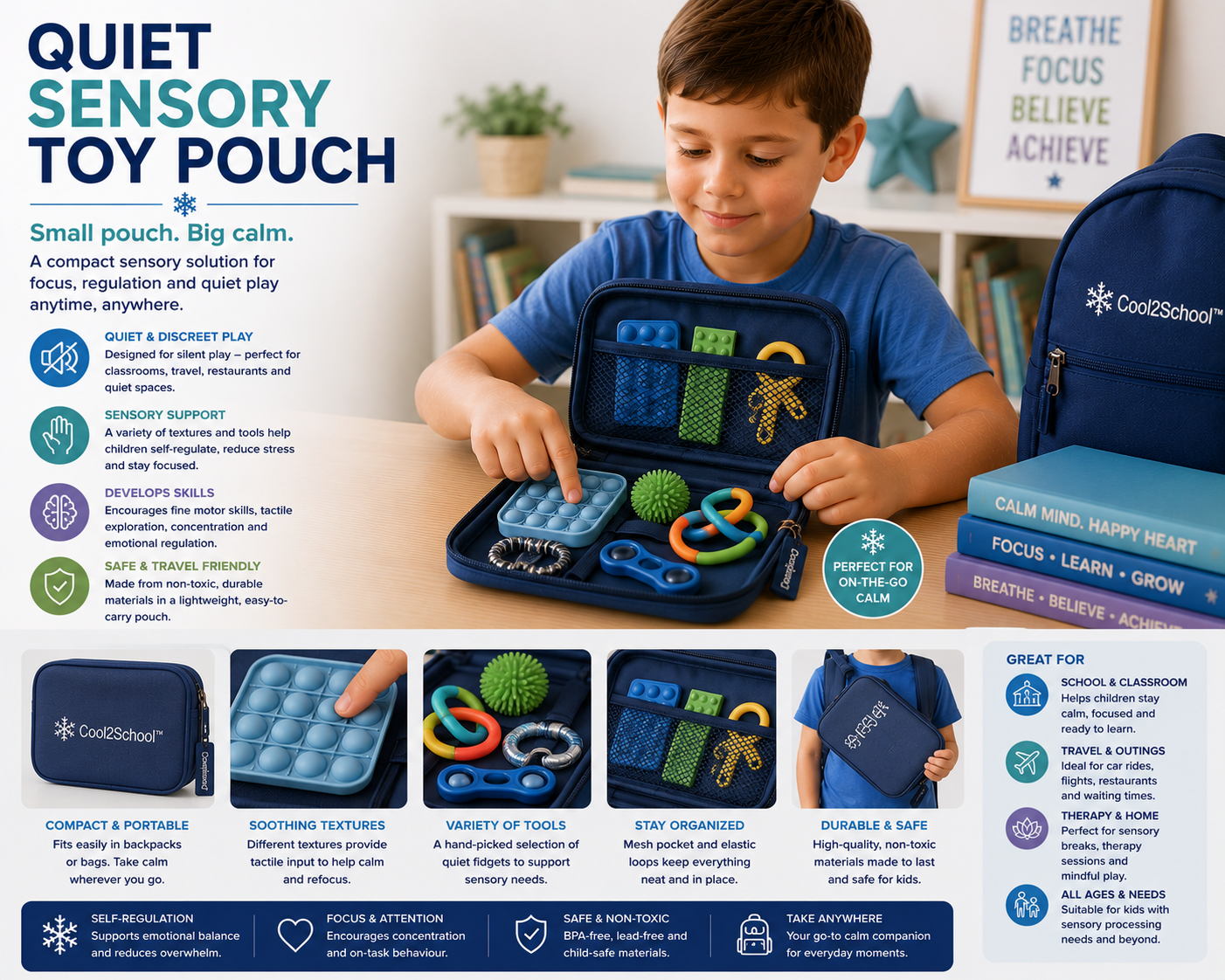 Quiet sensory toy pouch  — view 2