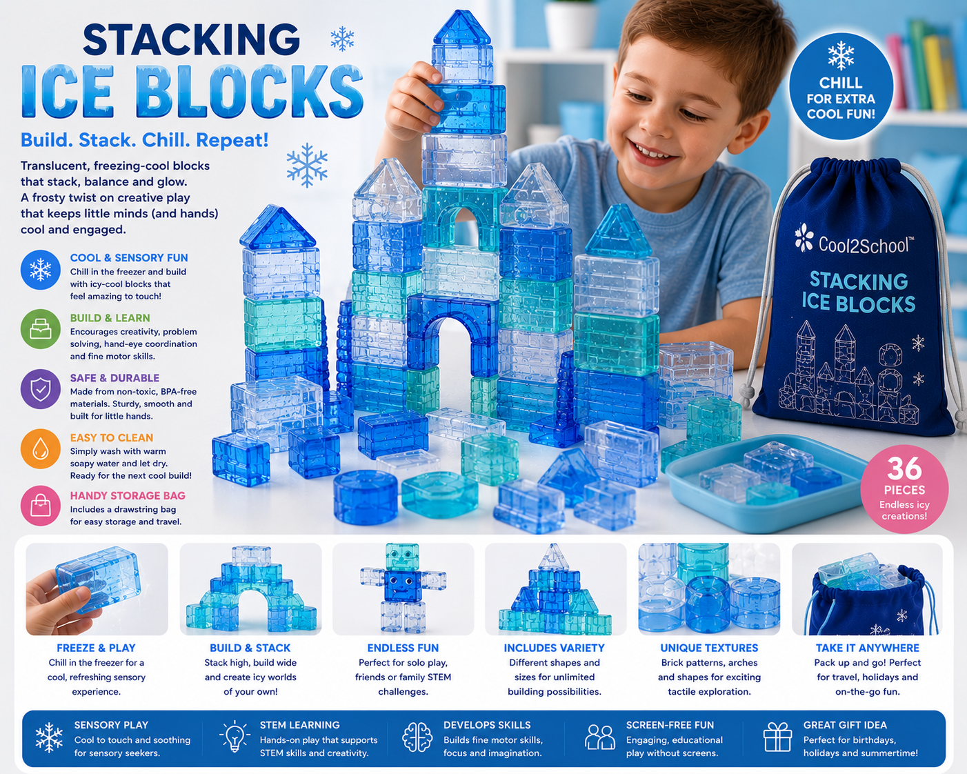 Stacking ice blocks  — view 2