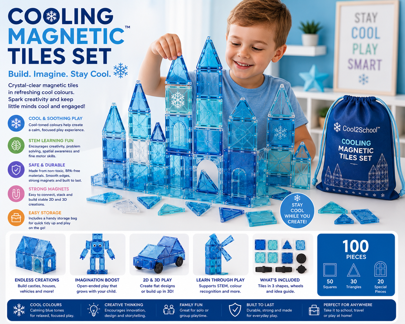 Cooling magnetic tiles set  — view 2
